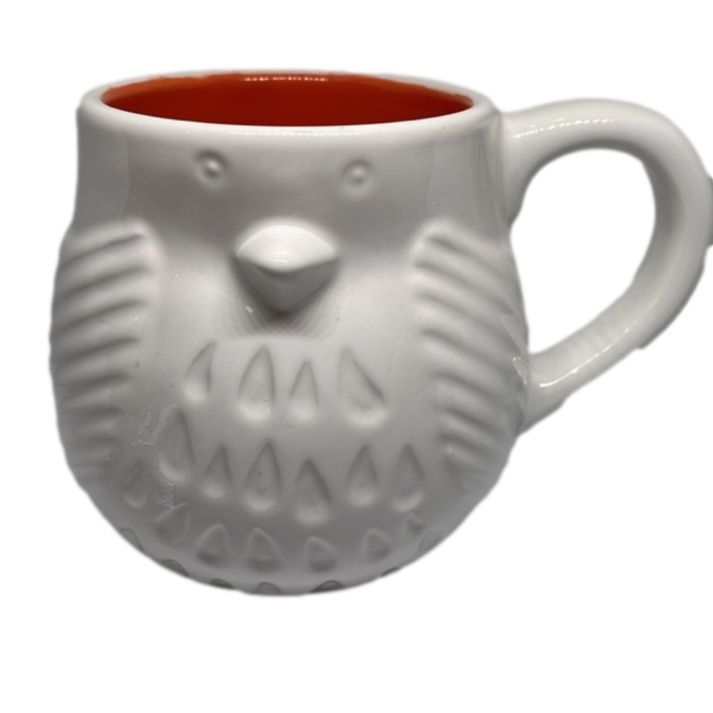 Homestead International Group Bird Shaped Mug 3D Figural White Orange Interior